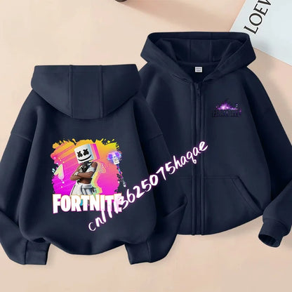 Kid Outdoor Jacket Cartoon Fortnite Girl Boy Sweatshirt Coat High-Quality Thin Windbreaker Girl Autumn Zip Jacket Clothing Tops