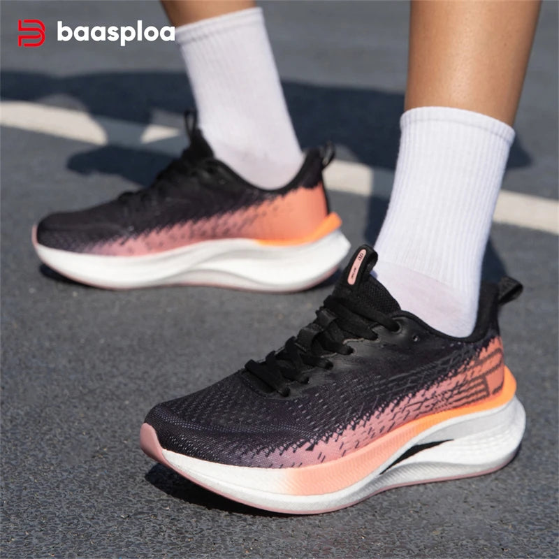 Baasploa Women’s Professional Running Shoes Outdoor Carbon Plate Non-Slip Sports Shoes Female Casual Breathable Jogging Sneakers