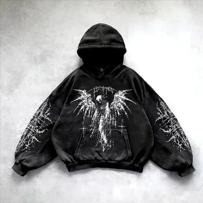 American Y2K New Hip Hop Trend Retro Hoodie Women Street Casual Loose Joker Vintage Sweatshirt Unisex Fleece Padded Warm Hoodie