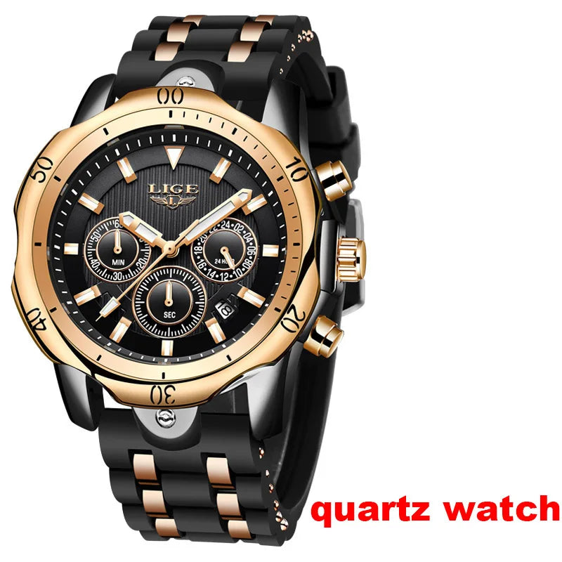 Orologi da polso meccanici automatici da uomo LIGE – Orologio di lusso di alta gamma con tourbillon, modello elegante e impermeabile, ideale per il lavoro o le occasioni formali.