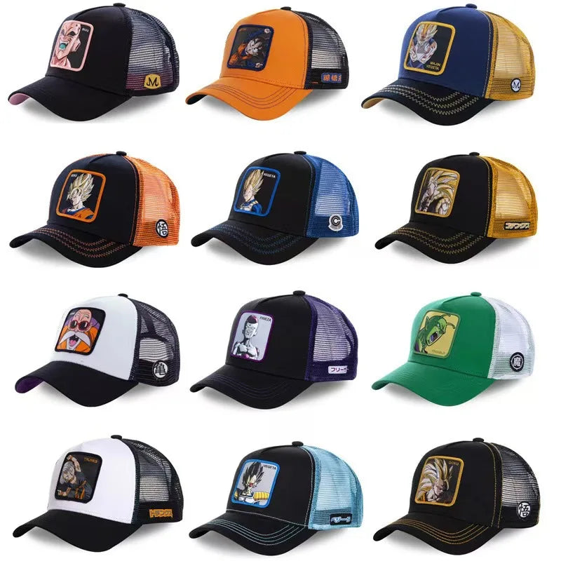 Dragon Ball Anime – Bestickte Mesh-Kappe mit Entenzunge, verstellbar, atmungsaktiv, Baseballkappe, Sonnenkappe für Damen und Herren