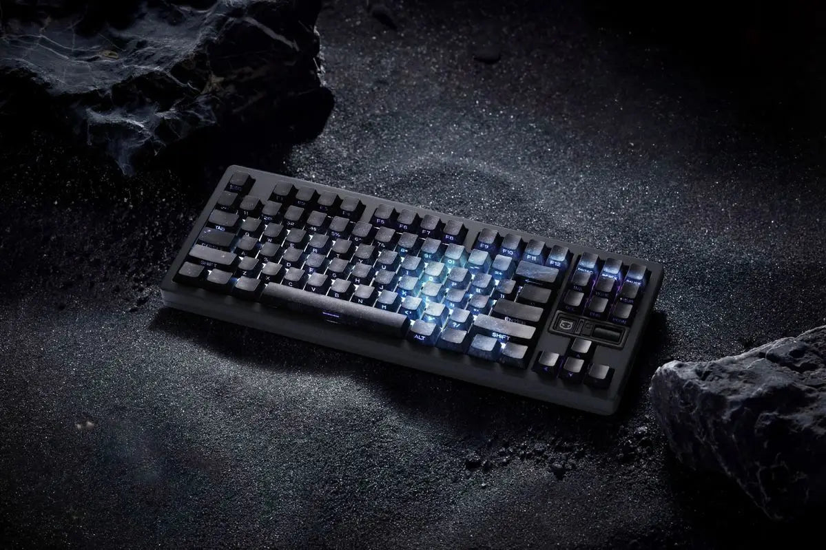 Teclas PBT transparentes con degradado galaxia morado y grabado lateral, 135 teclas, compatibles con teclado mecánico de 60/64/84/98/108 teclas