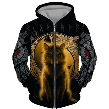 Cool 3D Wolf Printed Zipper Hoodies Fashion Men/Women Streetwear Hooded Jacket Coat Unisex Casual Hip Hop Pullover Sweatshirts