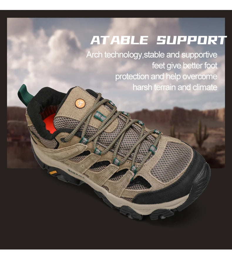 HIKEUP Hiking Shoes for Men, Designer Climbing Trekking Sneakers, Leather Outdoor Sports Work Shoes, Running Shoes