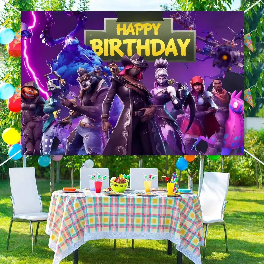 Anime Backdrop For Photo Studio Boys Baby Shower Happy Birthday Party Photography Hot Game F-Fortnite-ES Cool Background