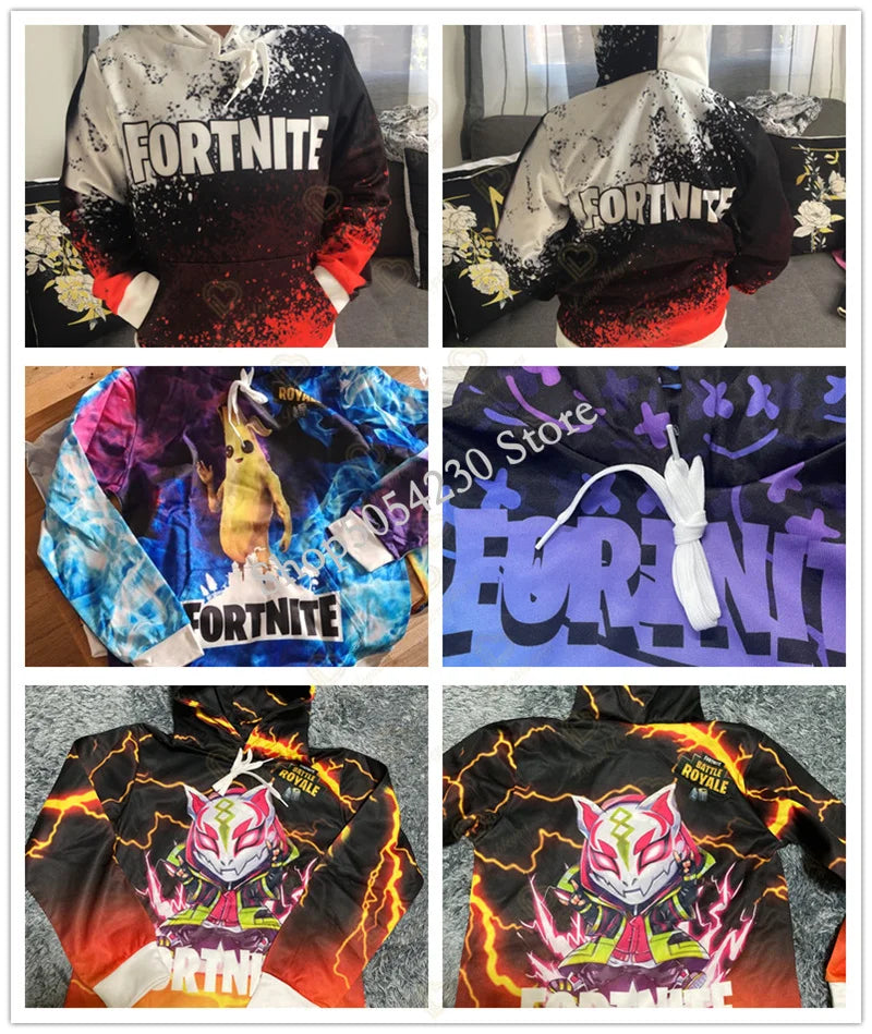 3D Printed Llama Fortnite Hoodie Battle Royale Cartoon Sweatshirts for Men And Women Game Hero Hooded Shirt for Teens
