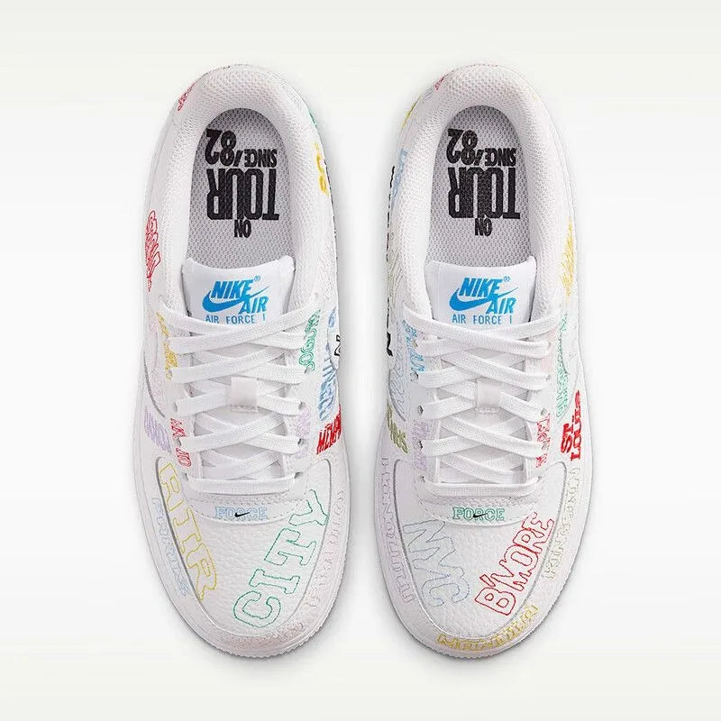 Nike ženske cipele za stariju djecu s vezenjem AF1 Air Force One niskog kupa ležerne cipele za dasku sportske cipele IO9739-100
