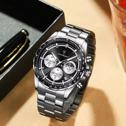 Luxusní, elegantní a vodotěsné pánské hodinky POEDAGAR, quartzový chronograf s datem, klasický a zářivý styl.