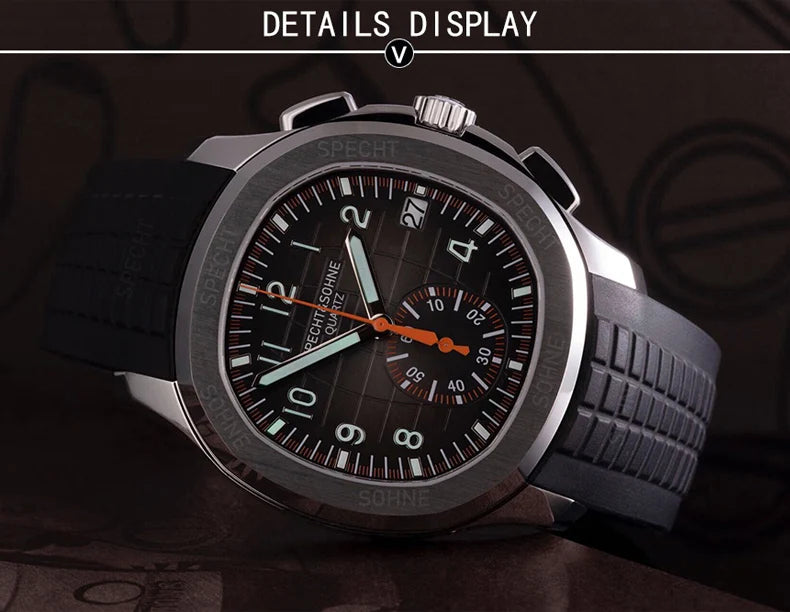 Droppshiping Products 2025 Men Watch Specht&Sohne Japan Chronograph Quartz Wristwatch Rose Gold Relogio Masculino 50M Waterproof