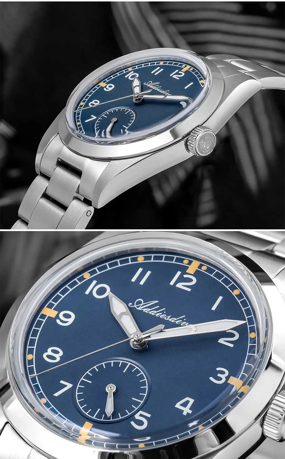 ADDIESDIVE 36mm Men's Quartz VH60 Watch BGW9 Luminous Bubble Mirror Pot Cover Glass 10Bar Waterproof Stainless Steel Watch