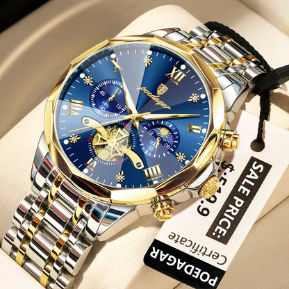 POEDAGAR Luxury Men Watch Top Original Waterproof Luminous Chronograph Man Wristwatch Stainless Steel Quartz Men's Watches Reloj