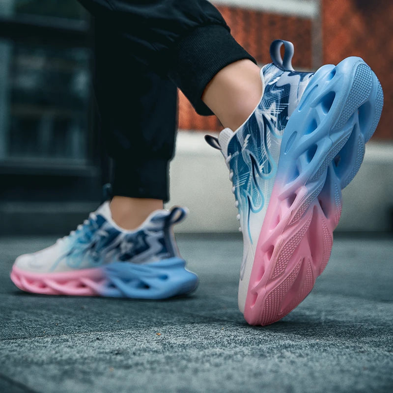 Men's Running Shoes Mesh Breathable Flat Cushioning Soft Comfortable Sneakers Outdoor Gym Trendy Casual Jogging Shoes for Men