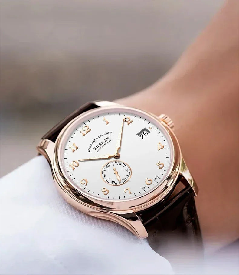 BORMAN Men Luxury Watch 41MM Automatic Watches Mechanical Wristwatch Ulththin Waterproof Sapphire Small Rotor Butterfly Clasp