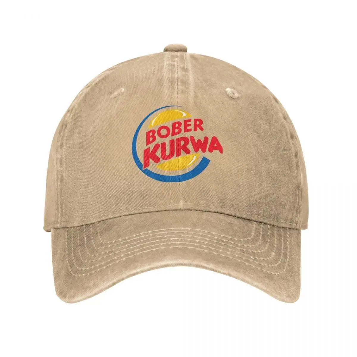 Baseballová čepice Burger King inspirovaná memem Bober Kurwa, čepice z opotřebovaného džínoviny, vintage, pro outdoorové aktivity, měkká sluneční čepice bez pevné konstrukce