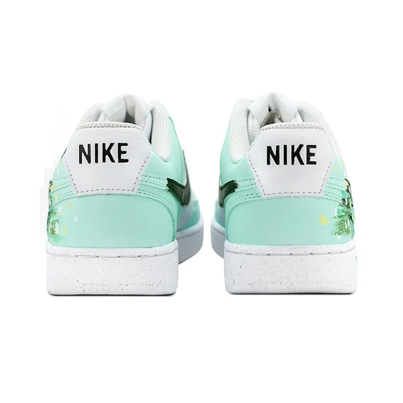 Individualizuoti sportiniai bateliai „Nike Court Vision 1“ „Mint Gorgeous“ „Huiya“ – rankų darbo, „High Street Campus“ stiliaus, neslystantys vyriški sportiniai bateliai