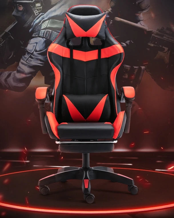 Ergonomic Racing Gaming Chair with Lumbar Support, Adjustable Swivel PU Leather Computer Chair with Headrest for Office & Home