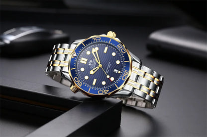 Luxury Automatic Watch for Men Stainless Steel Waterproof Calendar Mechanical Watches Fashion Casual Mens Watches Reloj Hombre