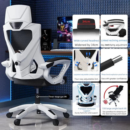 Luxury Ergonomic Office Chair Recliner Gaming Chair with Armrests, High Back Swivel Office Chair, Comfortable Home Office Furniture with Adjustable Height