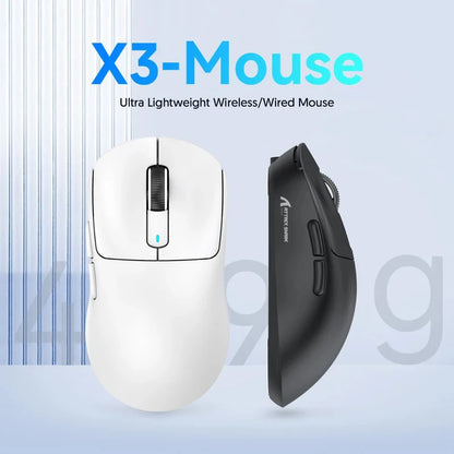 ATTACK SHARK X3 Rato de três modos 1K Hz, X3Pro Rato sem fios Bluetooth 4K Hz leve, PAW3395, velocidade de movimento 650IPS