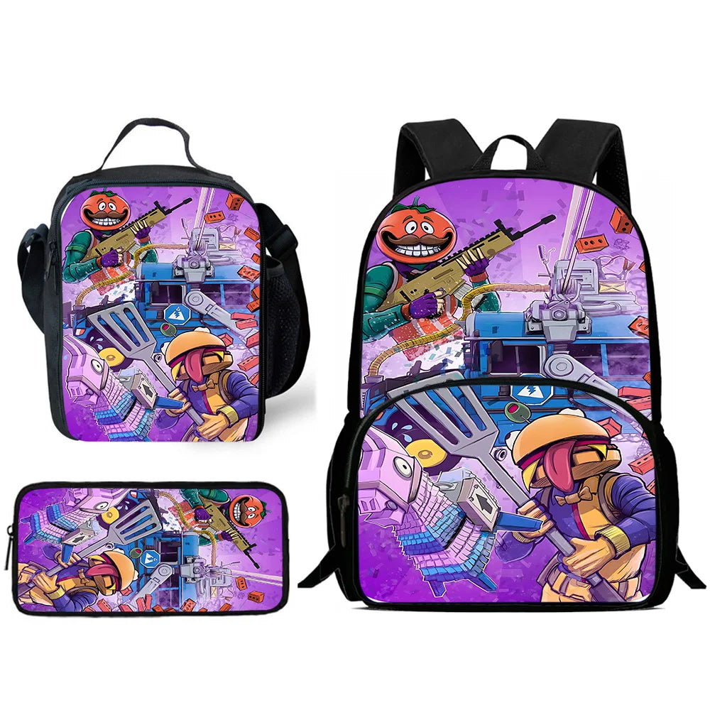 Hot Game Child Backpacks Lunch Bag Pencil Case Pupil Large Capacity School Bags Design-Fortnite For Boy Girl Best Gift