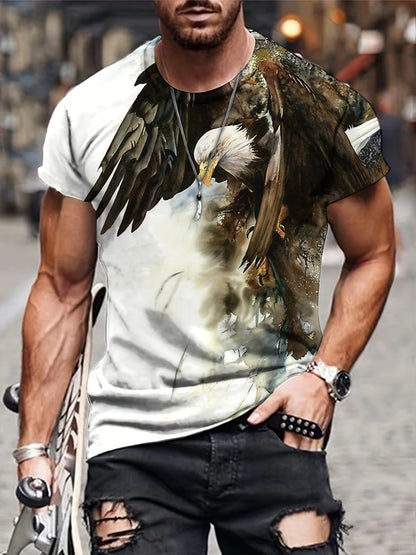 Fashion Eagle T-shirts met print Luxe T-shirt Zomer T-shirts voor heren Casual tops T-shirt met korte mouwen 3D-print Herenkleding