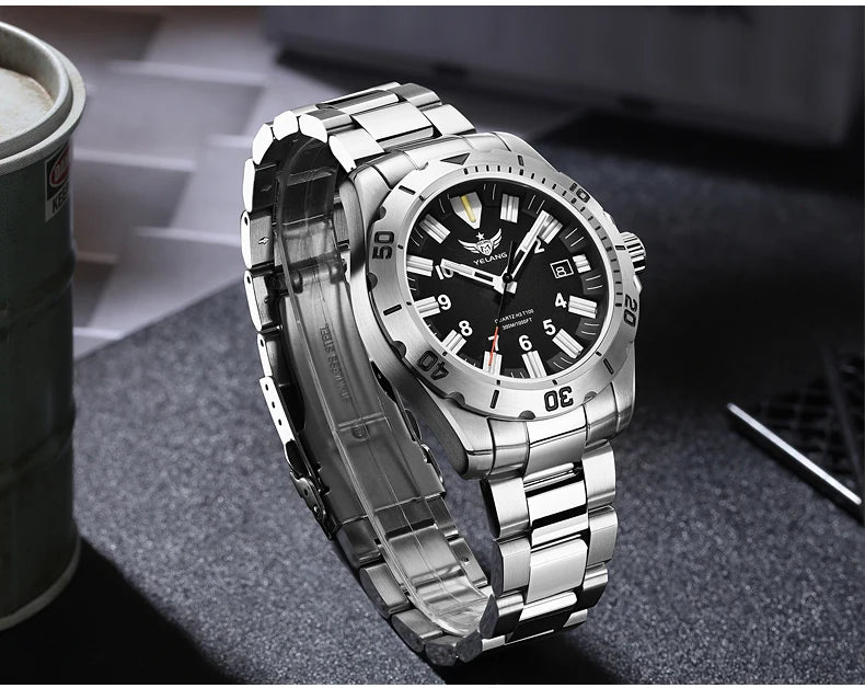 YELANG V1036 42mm Men Quartz Watch Luminous 10 Years Lithium Movement Rotated Dial 30ATM 300m Waterproof Military Style Watches