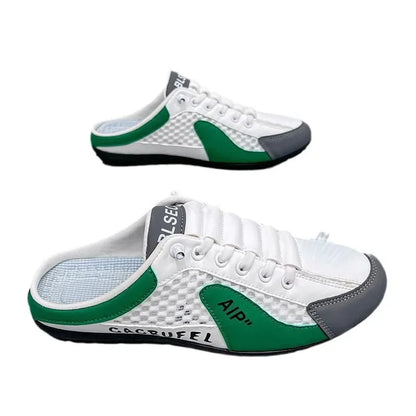Men's Slip-On Lace-Up Casual Sports Shoes Breathable Mesh Unisex Spring Autumn Season Low Cut Flat Footwear Quick Easy Wear