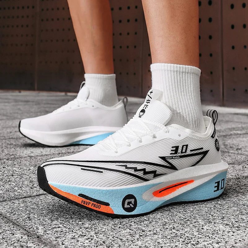 Brand Men's Carbon Plate Running Shoes, Soft Cushion, Shock Absorbing Sports Shoes, Unisex Sneakers, Light Anti-Slip Training Shoes