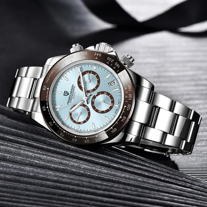 Chronografklocka för män från PAGANI DESIGN – Lyxig armbandsur med kvartsverk, självlysande och vattentät.