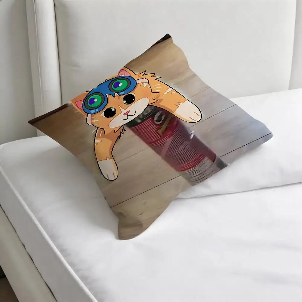 Jetpack Cat O-Overwatch Game Square Pillow Case Soft Decorative Throw Pillow Cover for Home Sofa Bed