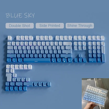 Novas Keycaps para Teclado Mecânico Gaming 60/64/84/98/108 com Switch MX, 135 Teclas OEM PBT, Gravação Lateral, Gradiente Vermelho e Preto