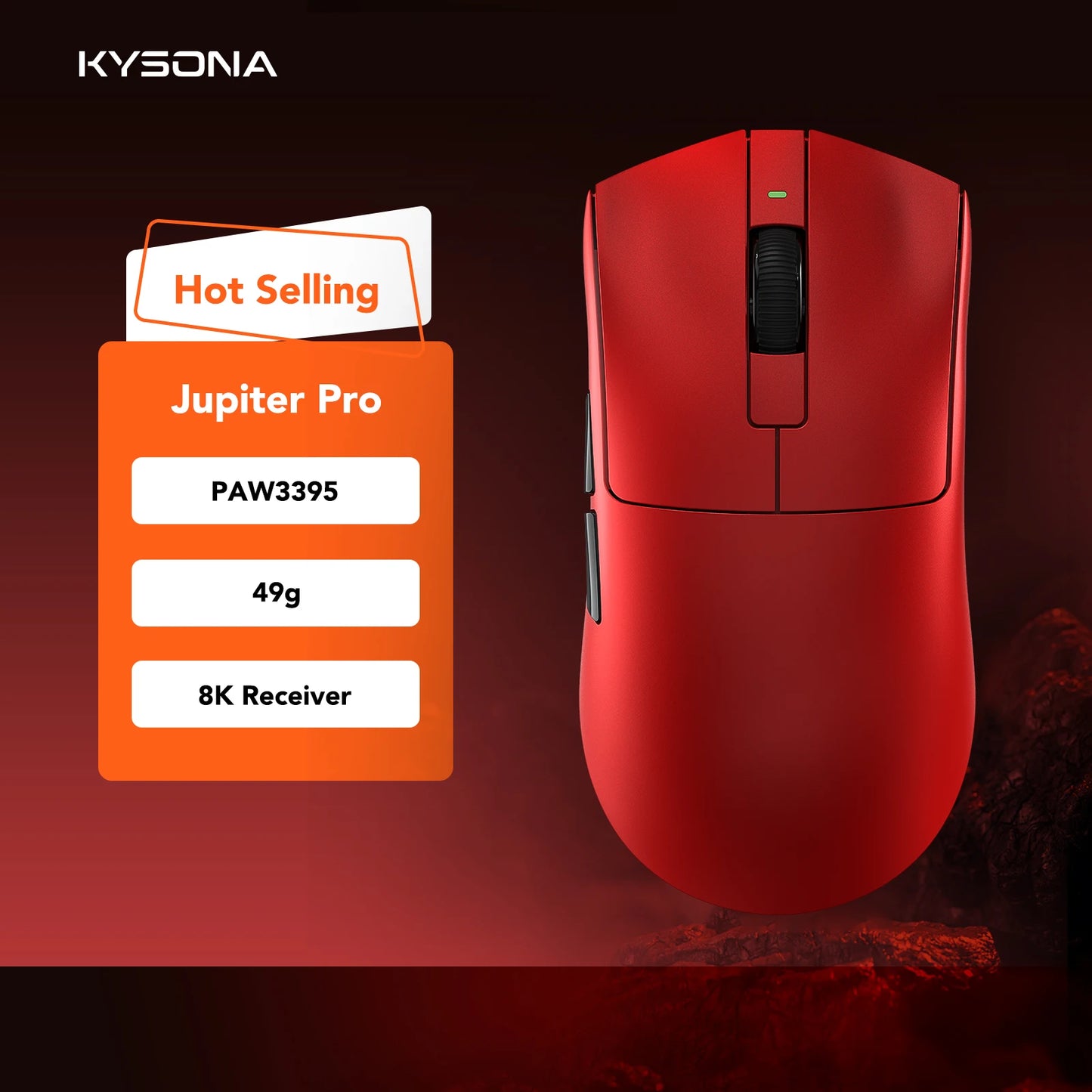 KYSONA Jupiter Series Gaming Mouse  Wired Wireless Mice 8Khz PAW3950 Sensor  Bluetooth 46g Rechargeable Web Driver For PC laptop