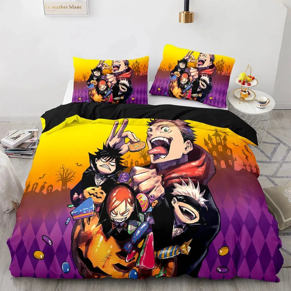 Anime Jujutsu Kaisen Satoru Gojo Bedding Set Boys Girls Twin Queen Size Duvet Cover Pillowcase Bed Kids Adult Home Textile