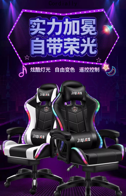 RGB Gaming Chair Ergonomic Computer Chair with Massage Function, Reclining Office Chair, Swivel Gamer Chair with Adjustable Height and Armrests