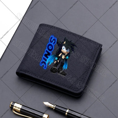 Sonics Mens Purses Men Wallets Cartoon Anime Graphic Print Cute Purse Portable Large Capacity Card Packs Birthday Party Gifts