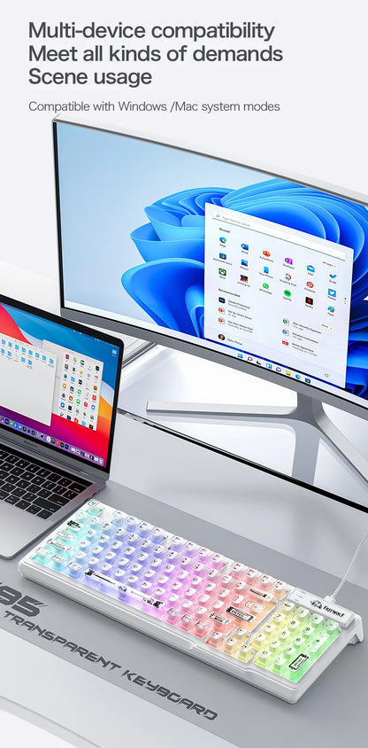 FREEWOLF M95 Wired Keyboard Features an RGB Transparent Design, Catering to Various Scenarios such as Gaming and Office Work