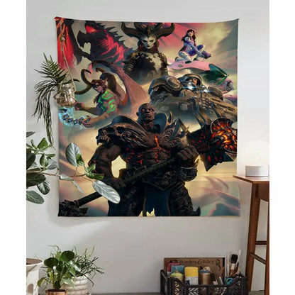 World of Warcraft Hero Colorful Tapestry Wall Hanging Hanging Tarot Hippie Wall Rugs Dorm Wall Art Decor