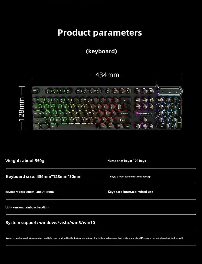 Mechanical Keyboard  Gaming Keyboard  E-sports Game Office Computer Notebook Desktop Steampunk English USB for Gaming