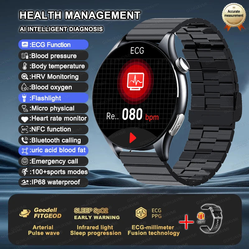 For XIAOMI 2025 New ECG+PPG Smartwatch Precise Uric Acid Blood Lipids Pressure Body Analysis Smart Watch Men BT Call NFC Watches