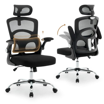 Ergonomic High Back Office Chair with Adjustable Headrest, Lumbar Support, Mesh Computer Gaming Chair, 360° Swivel Rolling Desk Chair