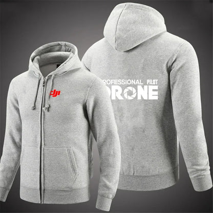 Dji Professional Pilot Drone Spring Autumn Casual Men's Solid Color Zipper Pullover Hoodie Coats Sportswear Fashion Long Sleeve, Produit gaming premium Fraquane, équipement gamer