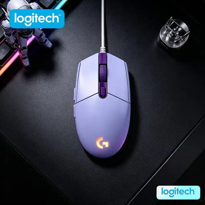 Logitech G203 LIGHTSYNC-mus trådbunden 8000 DPI-sensor RGB Sync 6 knappar mekanisk spänning för kontor och gaming