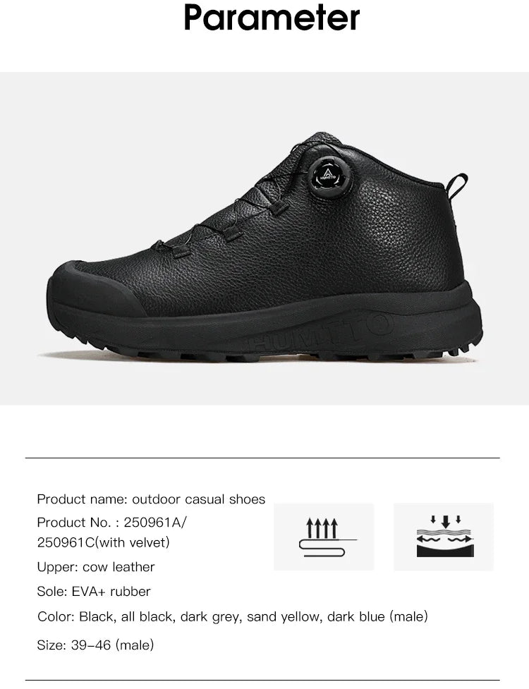HUMTTO Leather Shoes for Men Winter Camping Outdoor Men's Sports Shoes Breathable Trekking Boots Man Non-slip Hiking Sneakers
