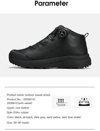 HUMTTO Leather Shoes for Men Winter Camping Outdoor Men's Sports Shoes Breathable Trekking Boots Man Non-slip Hiking Sneakers