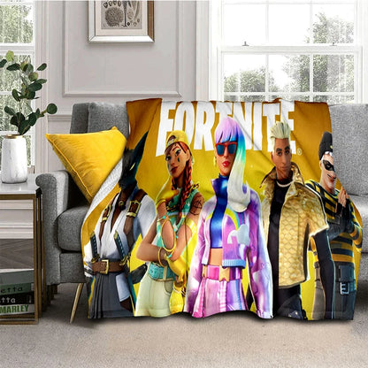 3D F-Fortnites Cartoon Game Flannel Blanket Soft Warm Throw Blanket for Bedroom Living Room Bed Travel Camping Picnic Gift