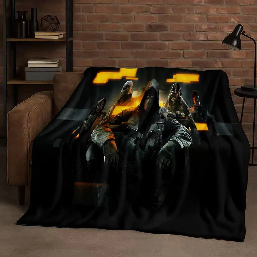 HD Classic Gun Game Call of Duty COD Ghost Simon Flannel Blanket,Ultra Soft Warm Plush Throw for Home Bedroom Bed Sofa Cover Kid