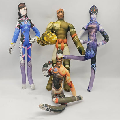 Peluche action figure anime gaming Overwatch D.Va / Doomfist / Genji / Widowmaker da 26cm, corpo flessibile con filo metallico, varie pose