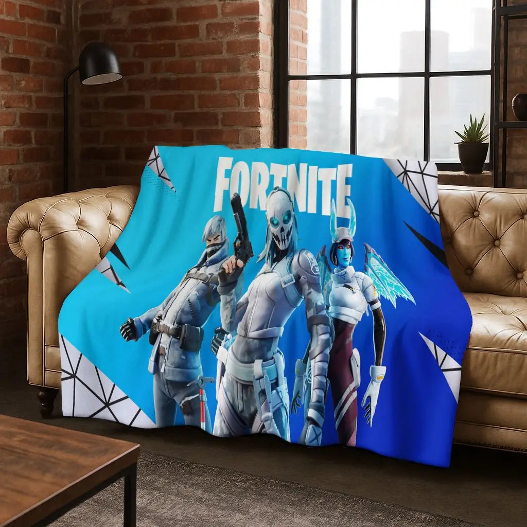3D F-Fortnite Game Cartoon Flannel Blanket Soft Warm Throw Blanket for Bed Bedroom Room Living Room Travel Camping Kids Gift