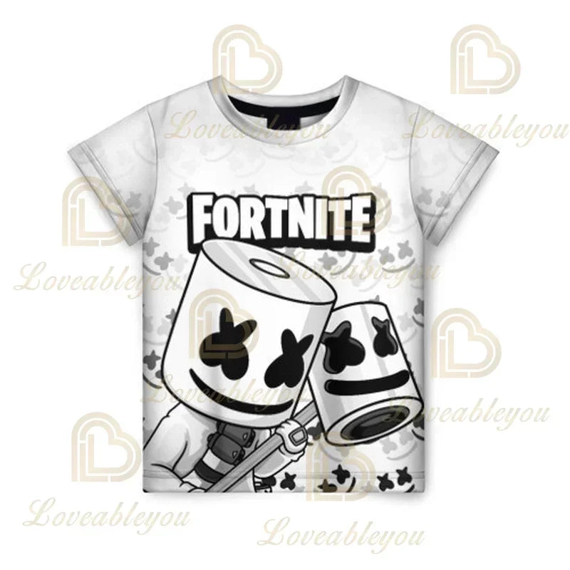 Fortnite Adult Children's Clothing 3D Digital Printing Loose Large Size Short-sleeved T-shirt Kids Summer Tee Tops