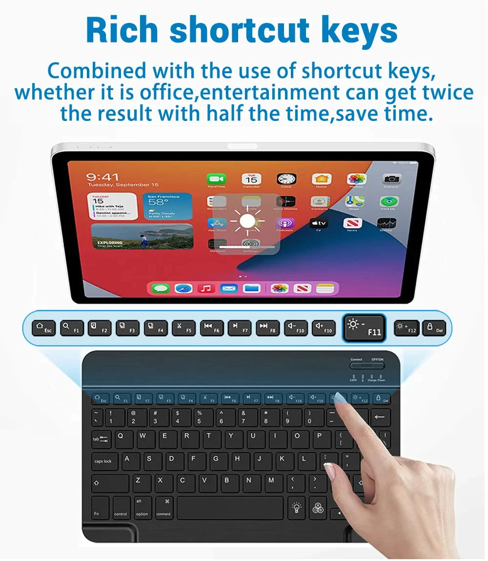 Mini Bluetooth Keyboard RGB Wireless Keyboard 10 inch Backlit Keyboard Backlight Touchpad Keyboard for IOS Android Windows iPad